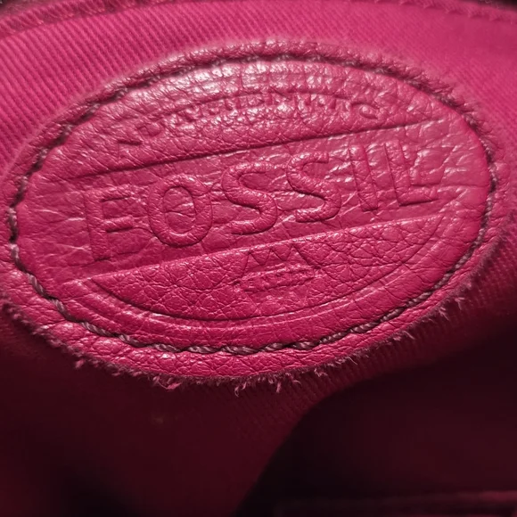 Fossil Erin Pebbled Leather Foldover Crossbody Bag Fuchsia Hot Pink Barbiecore - Picture 11 of 12